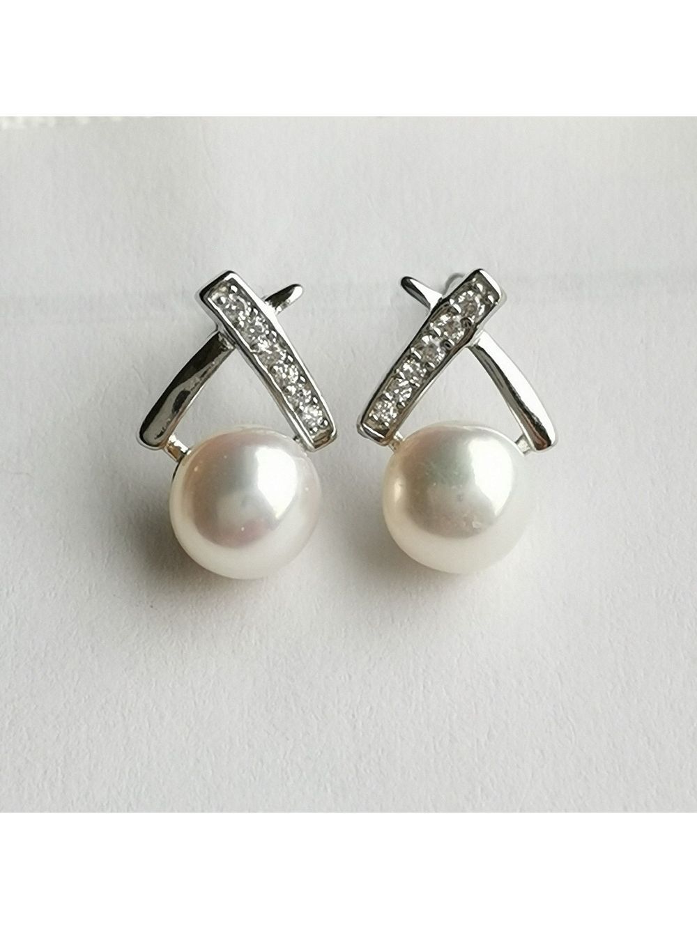 HOST PICK cultured white freshwater pearl white topaz earrings